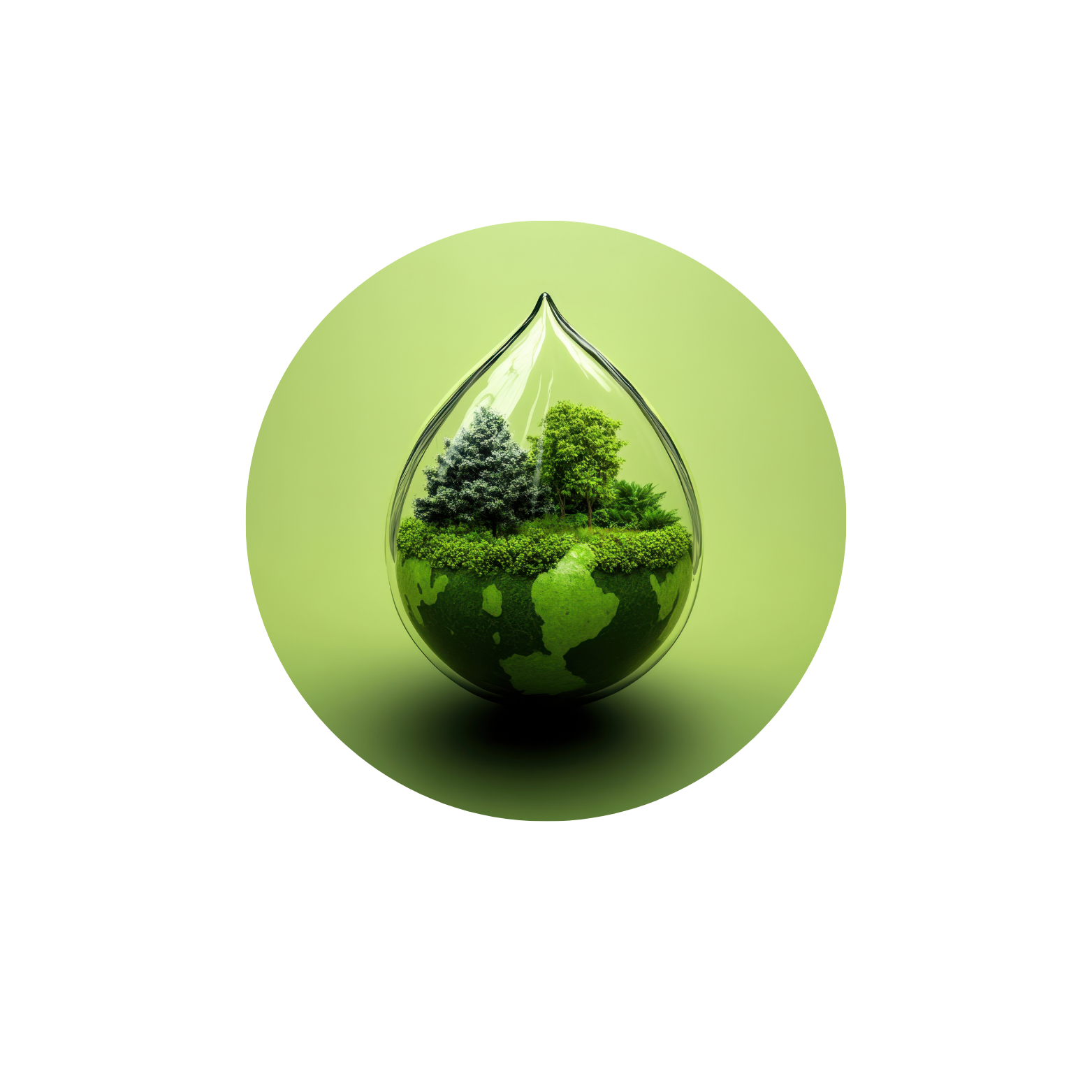 globe en verre avec des arbres et de la mousse à l'intérieur